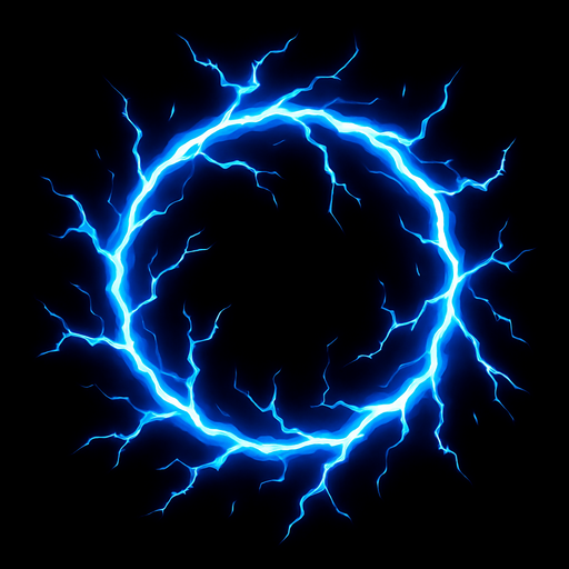 blue electric shock circular.
In-Game asset.  2d.  High contrast.  No shadows