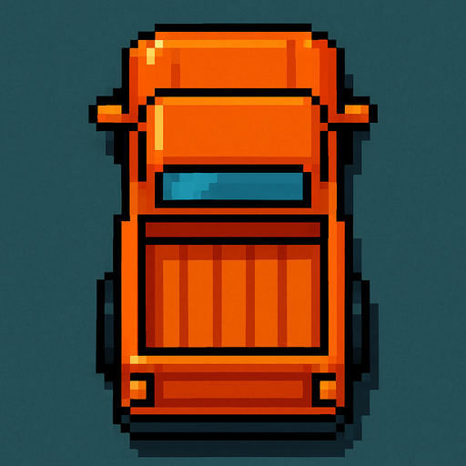 Draw 2d pixel truck top view orange..
In-Game asset.  2d.  High contrast.  No shadows