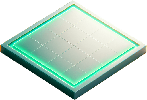 green-Tinted Tile: A clean and sleek tile design, consisting of a perfect square with a soft neon green surface. A barely noticeable, thin green border defines the edges, maintaining a smooth and minimal aesthetic. The tile is blank and pristine, embodying futuristic simplicity..
Single Game Texture. In-Game asset. 2d. Blank background. High contrast. No shadows.