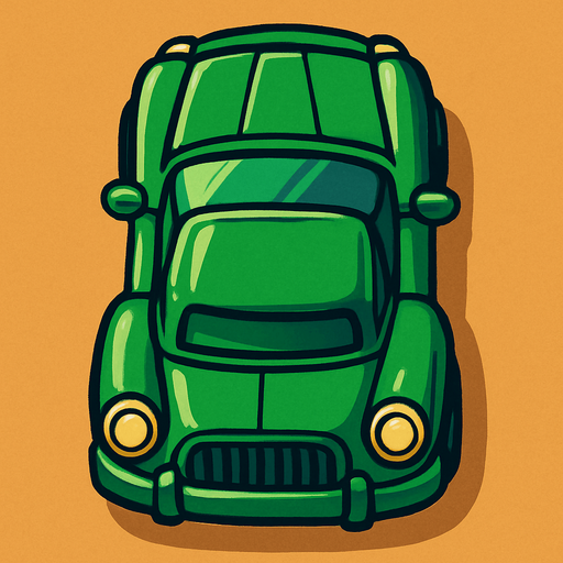 yukarı bakan yeşil araba.
In-Game asset.  2d.  High contrast.  No shadows
