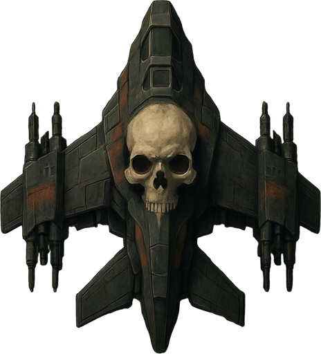 war drone spaceship skull tip top view.