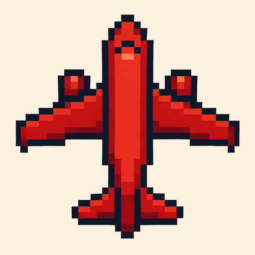 kırmızı 2d pixel simetrik uçak
In-Game asset.  2d.  High contrast.  No shadows