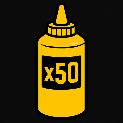 Mustard Bottle, label is x50.
In-Game asset.  2d.  High contrast.  No shadows