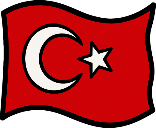 rüzgarın yönüne doğru değişen bir dalgalanan türk bayrağı resmi.
In-Game asset.  2d.  High contrast.  No shadows