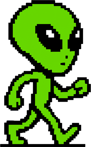 uzaylı hareket etsin animasyonlu olsun.
In-Game asset.  2d.  High contrast.  No shadows