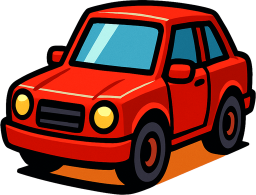 Red car.
In-Game asset.  2d.  High contrast.  No shadows