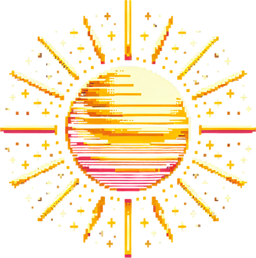 a golden round halo with rays.
video game style