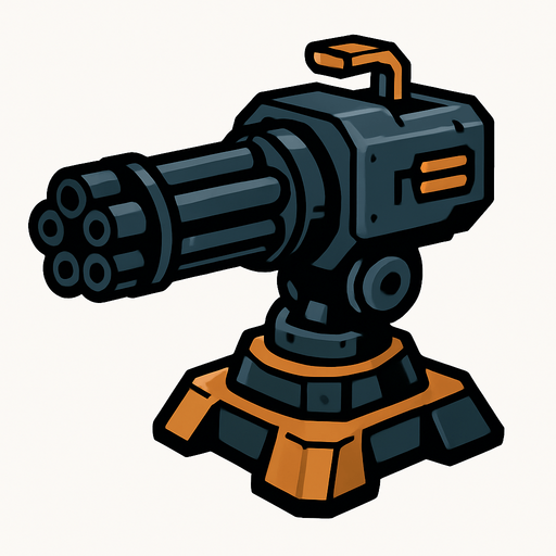 Minigun turret.
In-Game asset.  2d.  High contrast.  No shadows