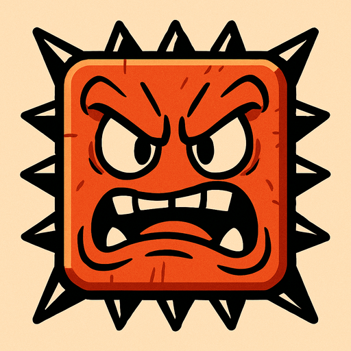 spike block with an angry face.
In-Game asset.  2d.  High contrast.  No shadows. cartoon