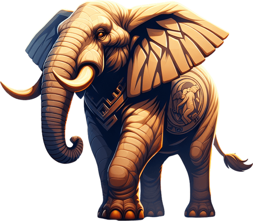 Elephant.
Single Game Texture.  In-Game asset.  2d.  Blank background.  High contrast.  No shadows