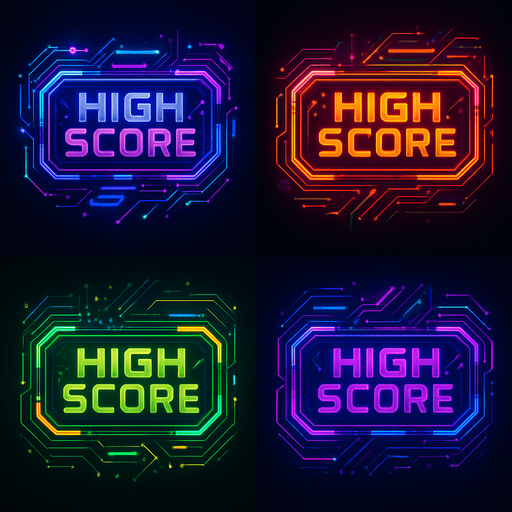 'High Score' buttons. cyberpunk. abstract. Futuer. different colors. HD colors