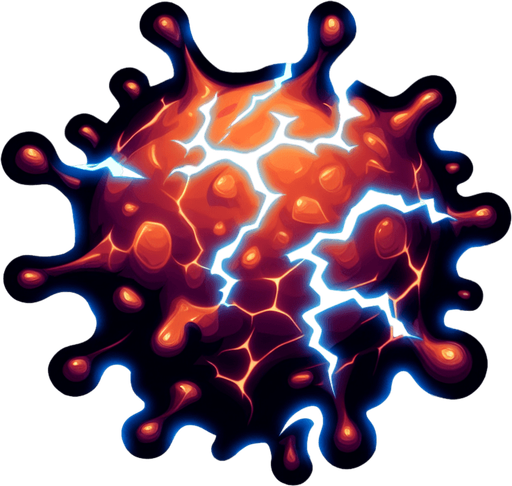 electrical alien amoeba.
Single Game Texture.  In-Game asset.  2d.  Blank background.  High contrast.  No shadows