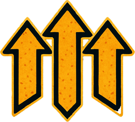 3 arrows is facing upwards.
In-Game asset.  2d.  High contrast