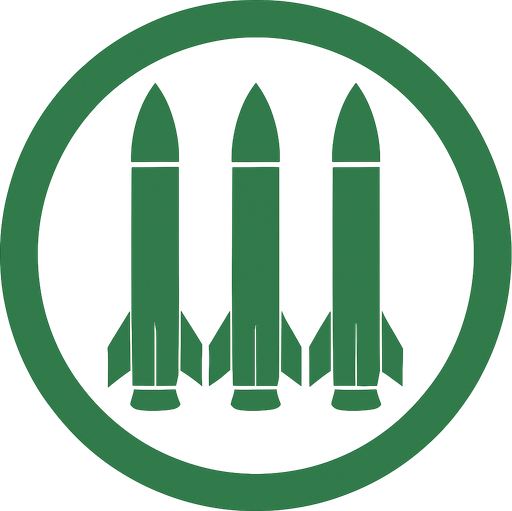 Add green 3 piece of Missilles art image into this ring middle