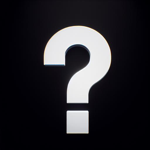 A white questionmark on a black background.
Single Game Texture. In-Game asset. 2d. Blank background. High contrast. No shadows.