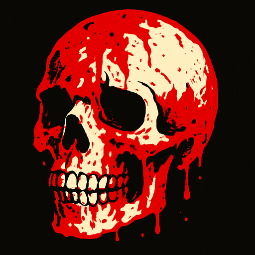 Skull head bloody.
In-Game asset.  2d.  High contrast.  No shadows