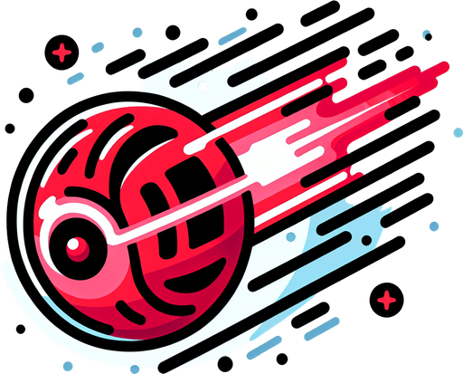 red cartoon laser.
Single Game Texture. In-Game asset. 2d. Blank background. High contrast. No shadows.
