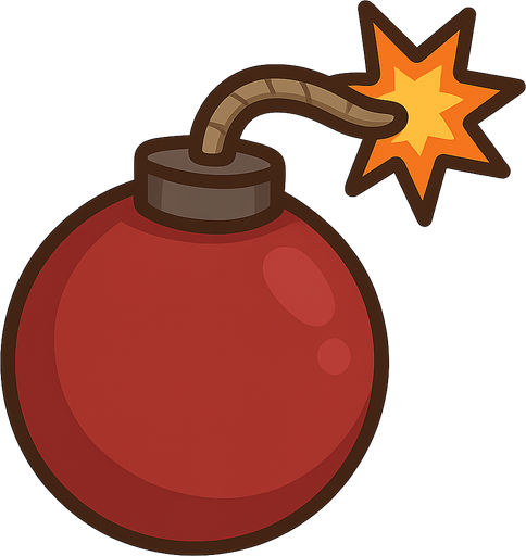 bomba. No background. Transparent background. Blank background. No shadows. 2d. In-Game asset. flat