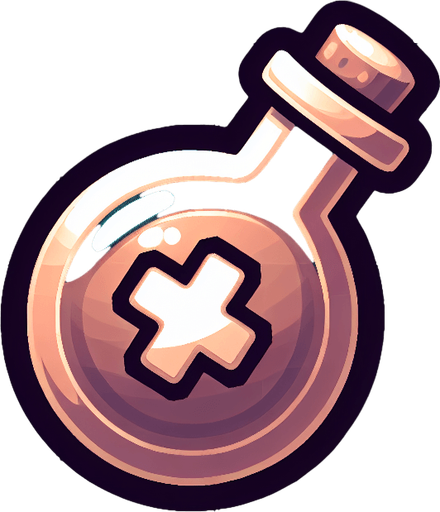 Health potion button..
Single Game Texture. In-Game asset. 2d. Blank background. High contrast. No shadows.
