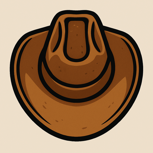 A cowboy hat from top.
In-Game asset.  2d.  High contrast.  No shadows