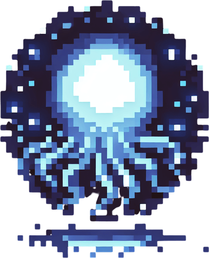 pixelart willowisp sprite ball.
black background