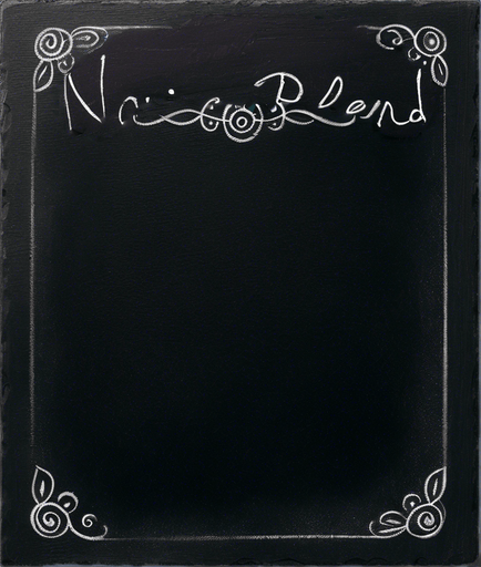 Text "NOVICE BLEND" in chalk, handwritten