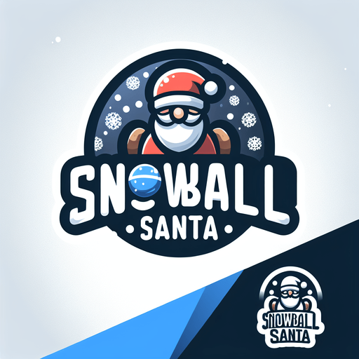 a logo for the game "Snowball santa" with the text "Snowball Santa".
Single Game Texture. In-Game asset. 2d. Blank background. High contrast. No shadows.