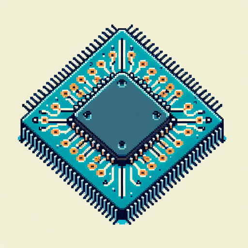 pixel art of a microchip no shadows.
Single Game Texture. In-Game asset. 2d. Blank background. High contrast. No shadows.