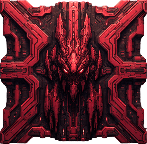 Evil alien spaceship red.
Single Game Texture.  In-Game asset.  2d.  Blank background.  High contrast.  No shadows