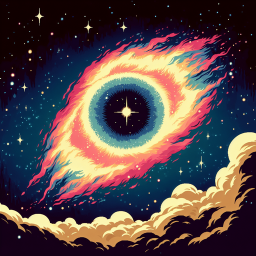 cat eye nebula, cartoon style.
Single Game Texture. In-Game asset. 2d. Blank background. High contrast. No shadows.