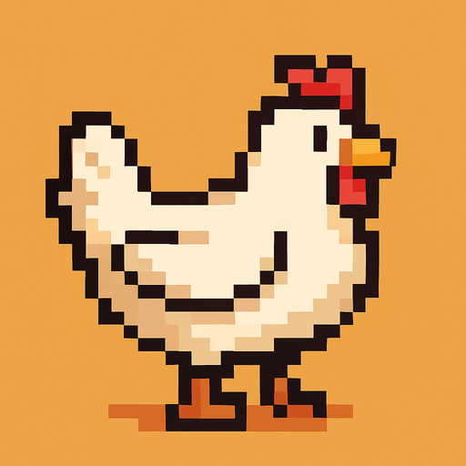pixel art chicken.
In-Game asset.  2d.  High contrast.  No shadows