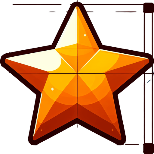 Star.
Single Game Texture.  In-Game asset.  2d.  Blank background.  High contrast.  No shadows. 3d