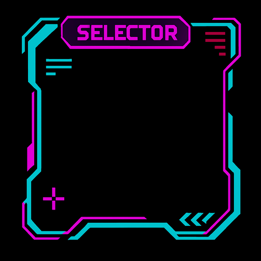 Cyberpunk style design empty selector UI.
In-Game asset.  2d.  High contrast.  No shadows