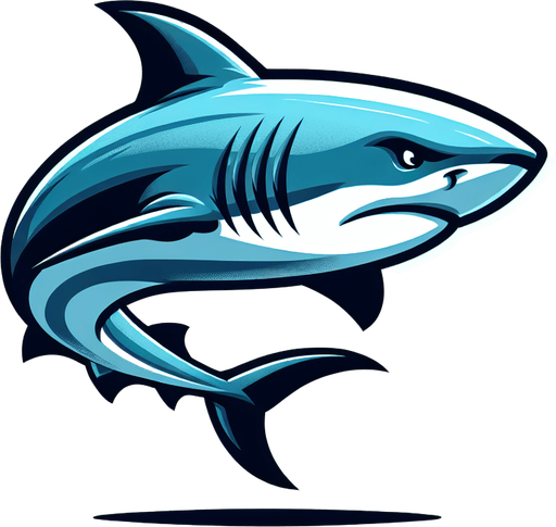 Shark.
Single Game Texture.  In-Game asset.  2d.  Blank background.  High contrast.  No shadows