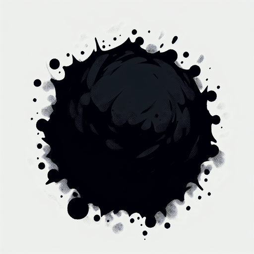 A dark inkblot of ink. The blot should be round but with slightly irregular edges, and seen from a slightly elevated perspective. Game illustration style. It should be solid black..
Single Game Texture. In-Game asset. 2d. Blank background. High contrast. No shadows.