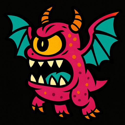 montruo volado.
In-Game asset.  2d.  High contrast.  No shadows
