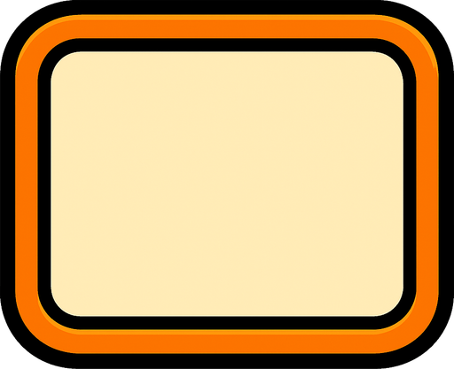 Yuvarlak kenarli dikdortgen.
In-Game asset.  2d.  High contrast.  No shadows