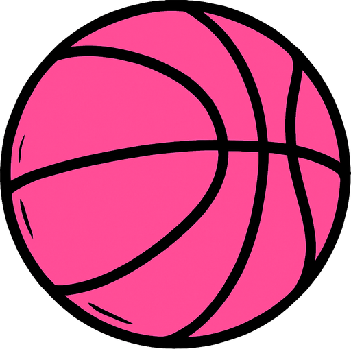 A pink Basketball.
In-Game asset.  2d.  High contrast.  No shadows