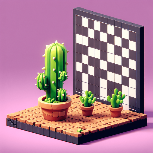 a potted cactus.
Single Game Texture. In-Game asset. 2d. Blank background. High contrast. No shadows.