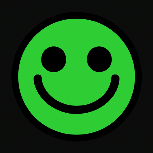green circle with smile.
In-Game asset.  2d.  High contrast.  No shadows