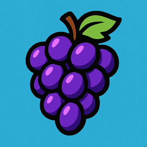 a purple grape.
In-Game asset.  2d.  High contrast.  No shadows