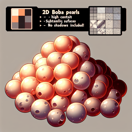 boba pearls, pile, no cup, shiny anime
Single Game Texture. In-Game asset. 2d. Blank background. High contrast. No shadows.