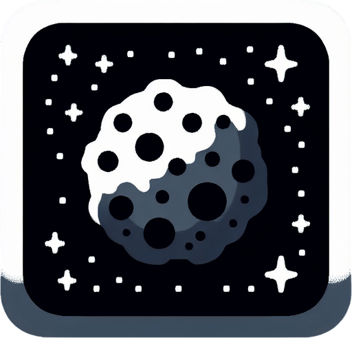 A Asteroiden.
Single Game Texture.  In-Game asset.  2d.  Blank background.  High contrast.  No shadows