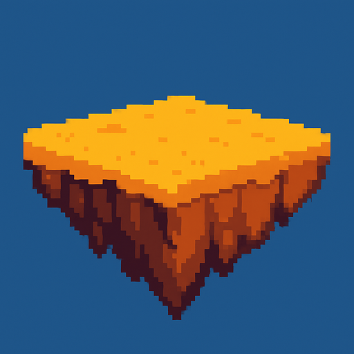 Arena flotante , plano, pixelart.
In-Game asset.  2d.  High contrast.  No shadows