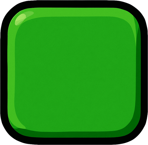 Cuadrado verde con lados circulares.
In-Game asset.  2d.  High contrast.  No shadows