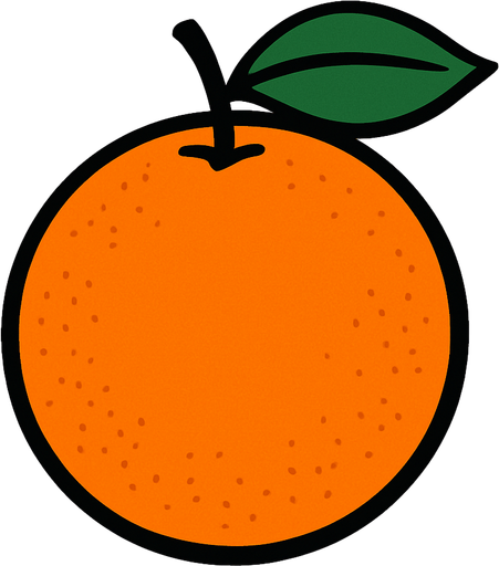 An orange.
2d.  High contrast.  No shadows