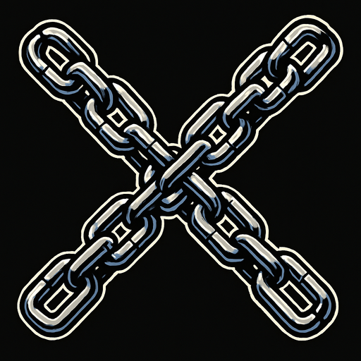 Metal chains in x shape.
In-Game asset.  High contrast.  No shadows