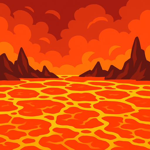 A area filled with lava and a sky two it’s still pretty vibrant but make sure it can loop without looking bad.
In-Game asset.  2d.  High contrast.  No shadows