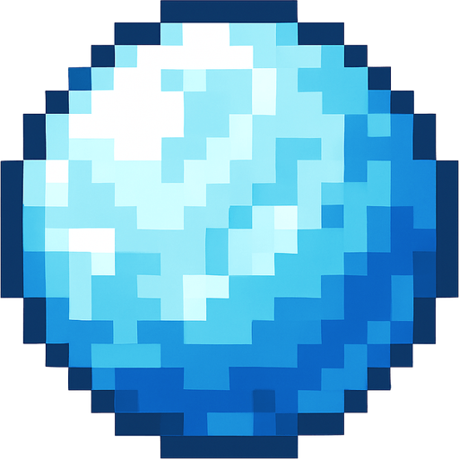 bola de hielo de pixeles.
In-Game asset.  2d.  High contrast.  No shadows