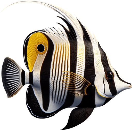 A realistic moorishidol.
Single Game Texture. In-Game asset. 2d. Blank background. High contrast. No shadows.